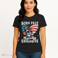 Born Free But Now IM Expensive Funny Mom Bun Cat July 4th Women's T-Shirt thumb 4
