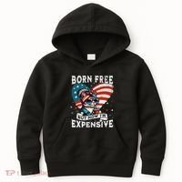 Born Free But Now IM Expensive Funny Mom Bun Cat July 4th Kids Hoodie thumb 0