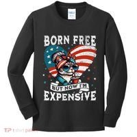 Born Free But Now IM Expensive Funny Mom Bun Cat July 4th Kids Long Sleeve Shirt thumb 0