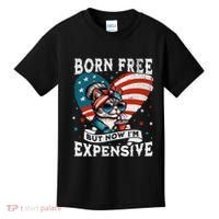 Born Free But Now IM Expensive Funny Mom Bun Cat July 4th Kids T-Shirt thumb 0