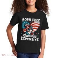 Born Free But Now IM Expensive Funny Mom Bun Cat July 4th Kids T-Shirt thumb 2