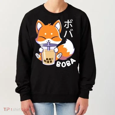Boba Fox Bubble Tea Chibi Foxes Women's Sweatshirt
