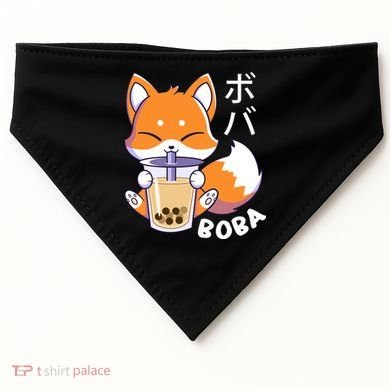 Boba Fox Bubble Tea Chibi Foxes USA-Made Doggie Bandana