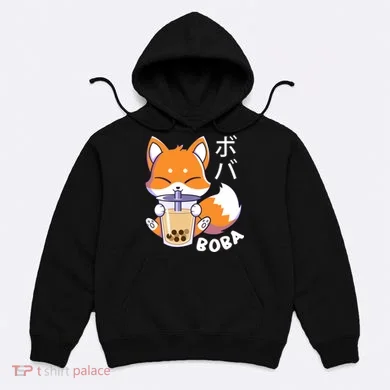 Boba Fox Bubble Tea Chibi Foxes Hoodie