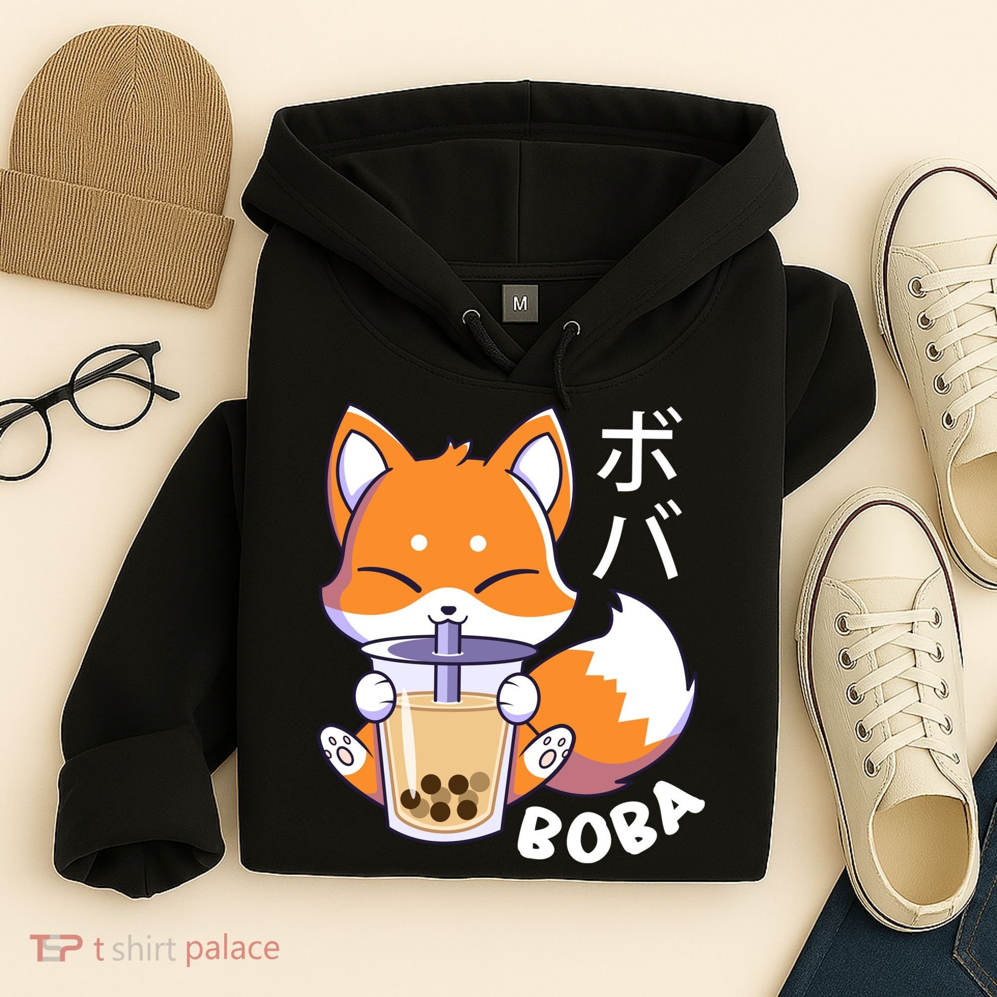 Boba Fox Bubble Tea Chibi Foxes Hoodie