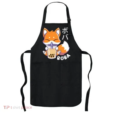 Boba Fox Bubble Tea Chibi Foxes Apron