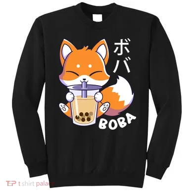 Boba Fox Bubble Tea Chibi Foxes Sweatshirt