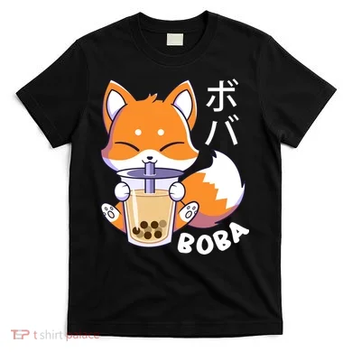 Boba Fox Bubble Tea Chibi Foxes T-Shirt