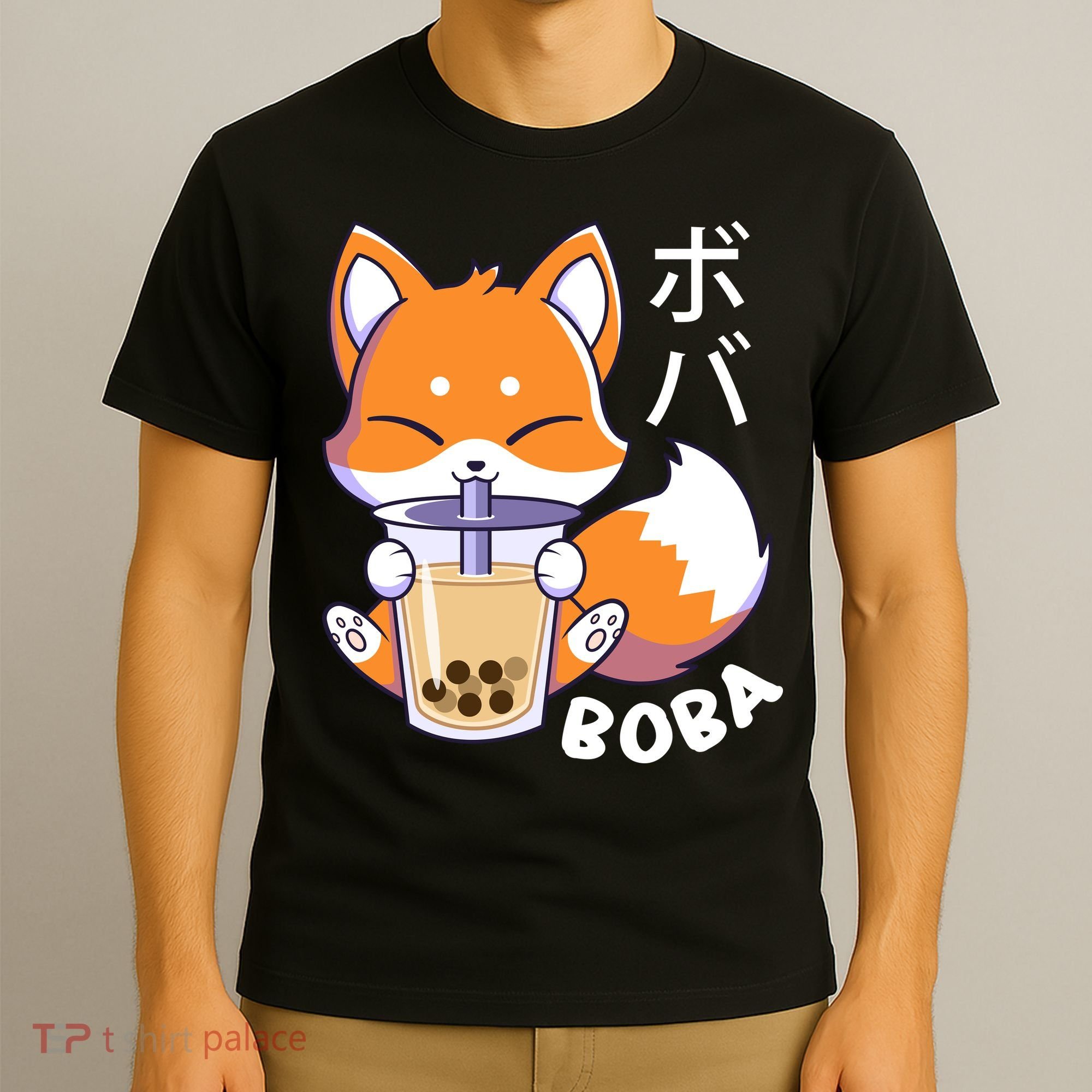 Boba Fox Bubble Tea Chibi Foxes T-Shirt