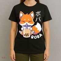 Boba Fox Bubble Tea Chibi Foxes T-Shirt thumb 4