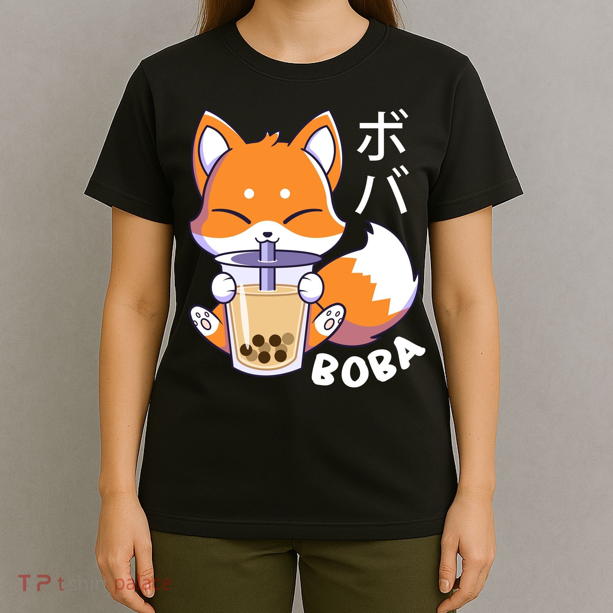 Boba Fox Bubble Tea Chibi Foxes T-Shirt