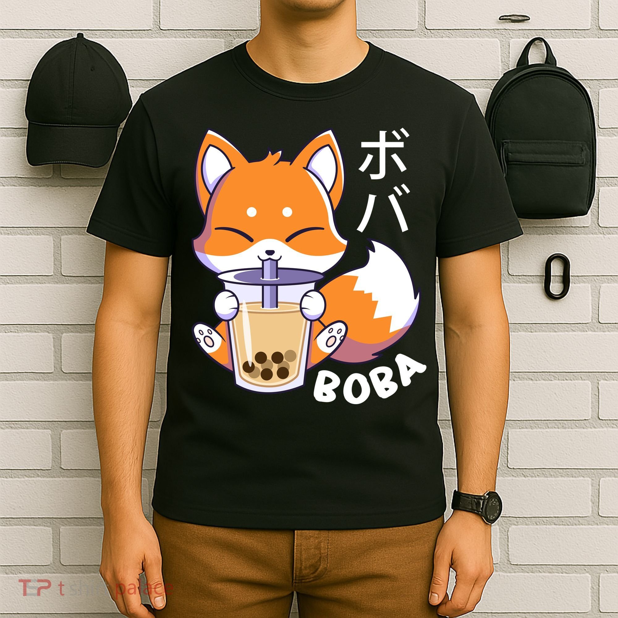 Boba Fox Bubble Tea Chibi Foxes T-Shirt