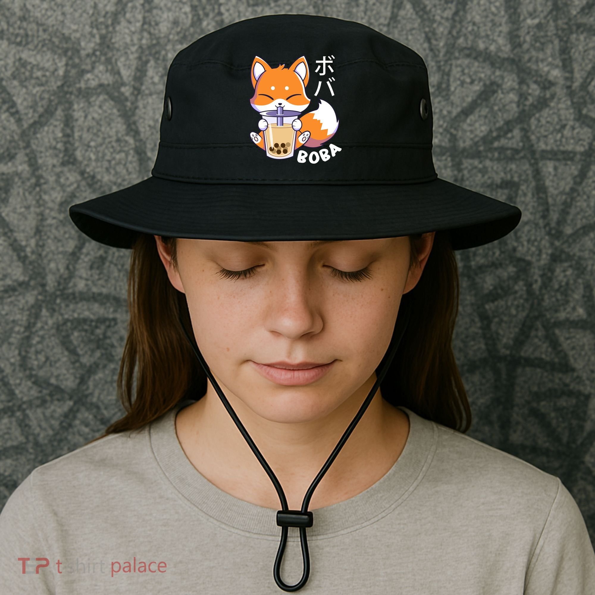 Boba Fox Bubble Tea Chibi Foxes Bucket Hat
