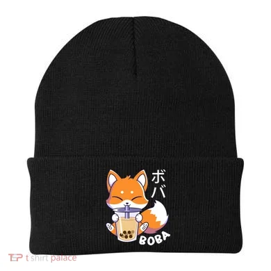 Boba Fox Bubble Tea Chibi Foxes Beanie