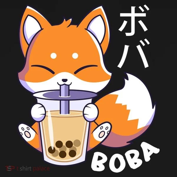 Boba Fox Bubble Tea Chibi Foxes Polo