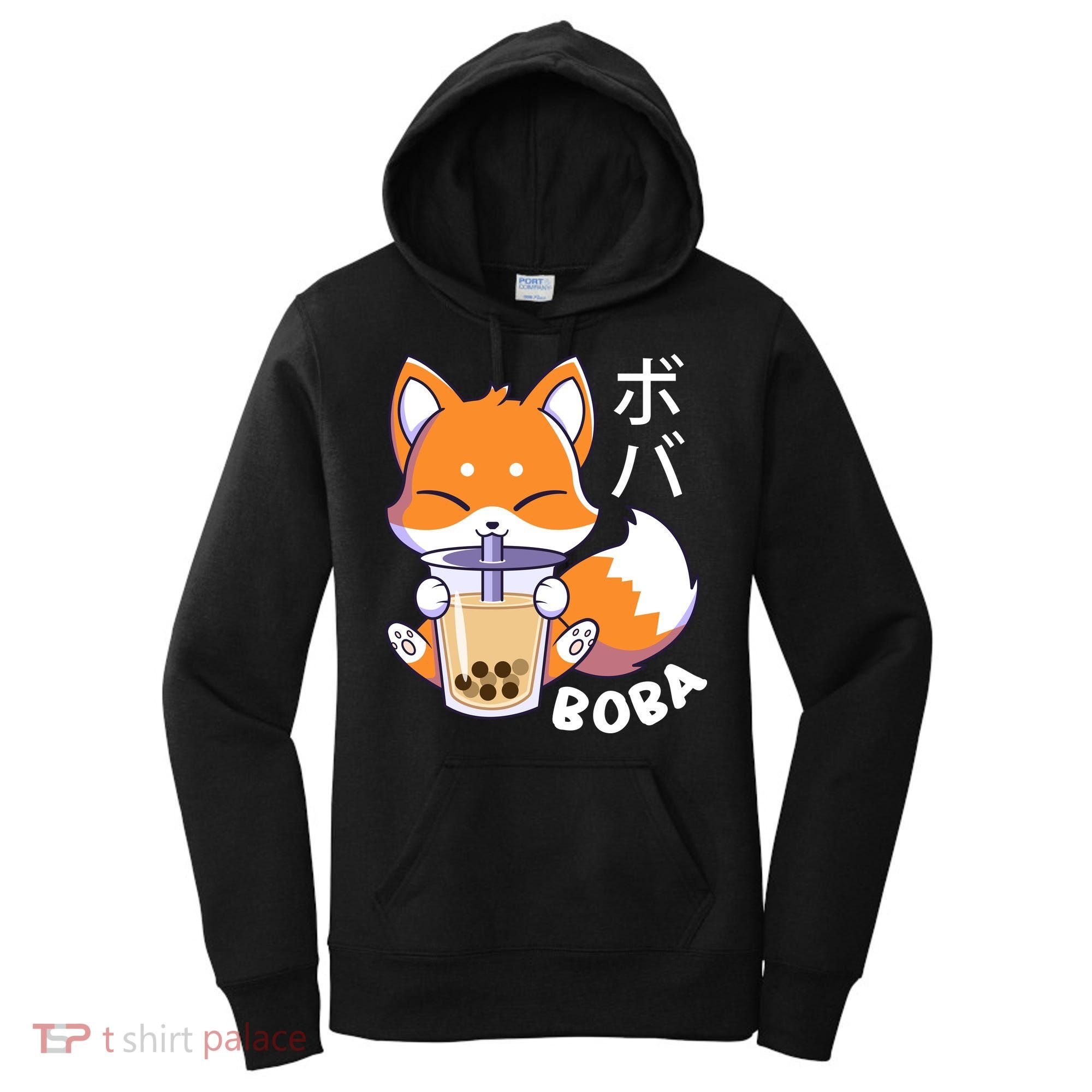 Boba Fox Bubble Tea Chibi Foxes Women's Hoodie