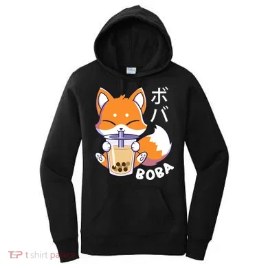 Boba Fox Bubble Tea Chibi Foxes Women's Hoodie