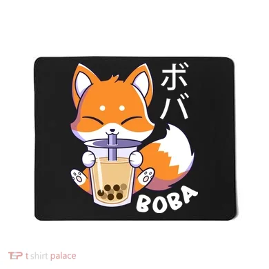 Boba Fox Bubble Tea Chibi Foxes Mousepad