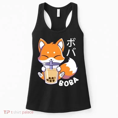Boba Fox Bubble Tea Chibi Foxes Women's Tank Top