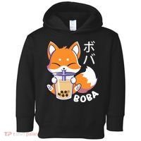 Boba Fox Bubble Tea Chibi Foxes Toddler Hoodie thumb 0