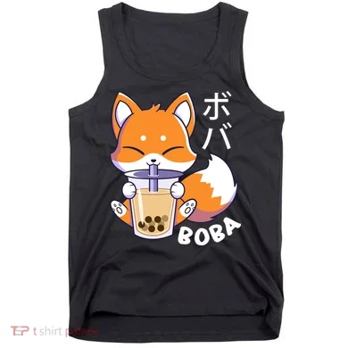 Boba Fox Bubble Tea Chibi Foxes Tank Top