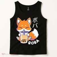 Boba Fox Bubble Tea Chibi Foxes Tank Top thumb 2