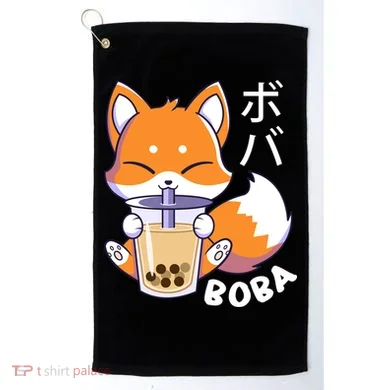Boba Fox Bubble Tea Chibi Foxes Golf Towel