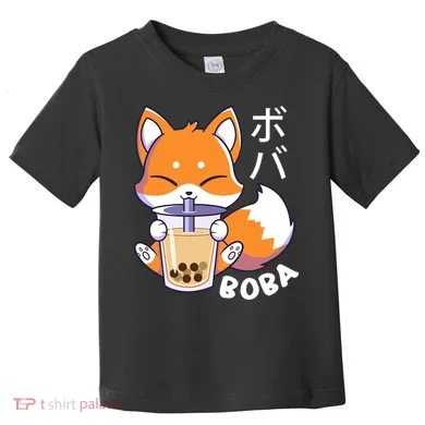 Boba Fox Bubble Tea Chibi Foxes Toddler T-Shirt