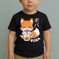 Boba Fox Bubble Tea Chibi Foxes Toddler T-Shirt thumb 2