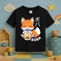 Boba Fox Bubble Tea Chibi Foxes Toddler T-Shirt thumb 3