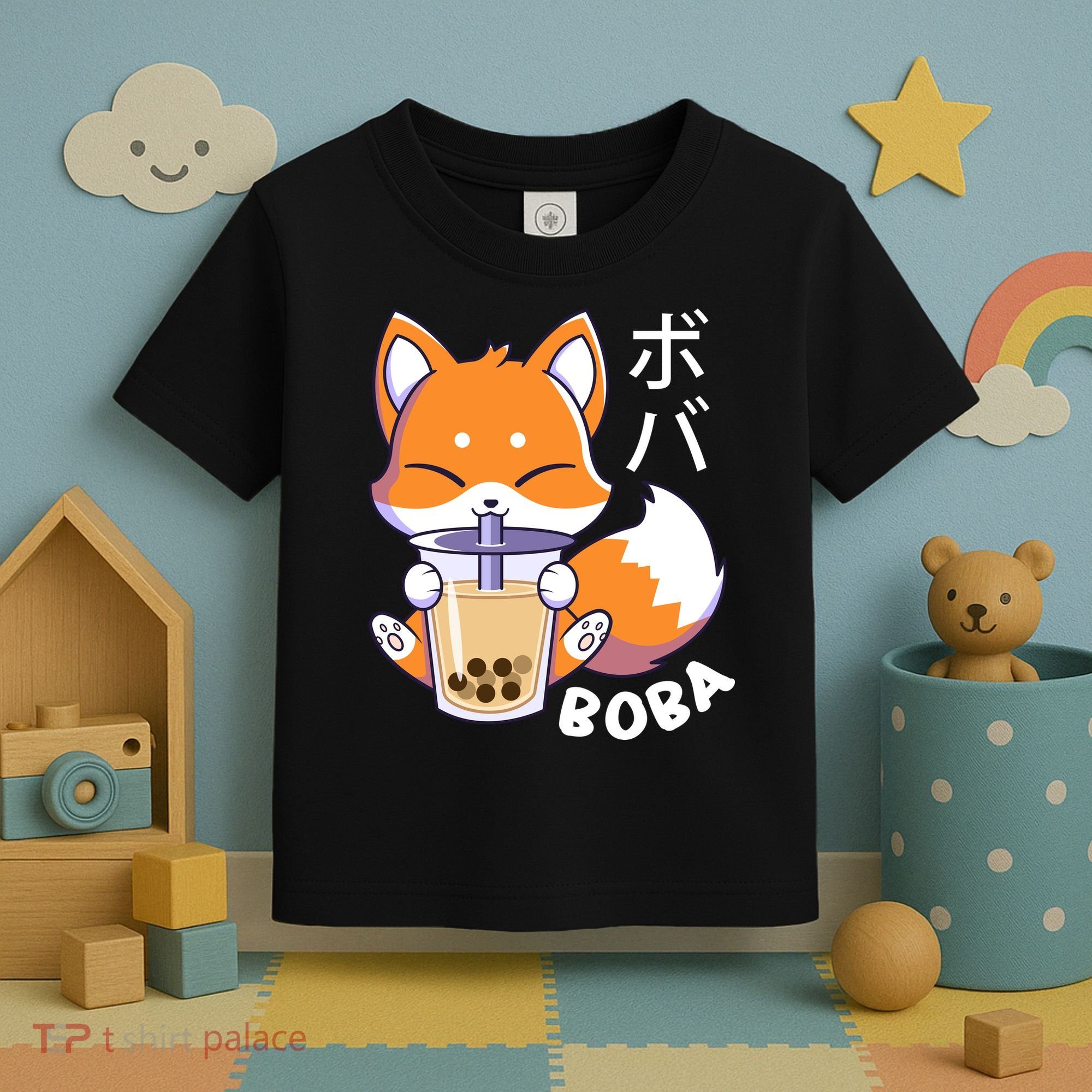 Boba Fox Bubble Tea Chibi Foxes Toddler T-Shirt