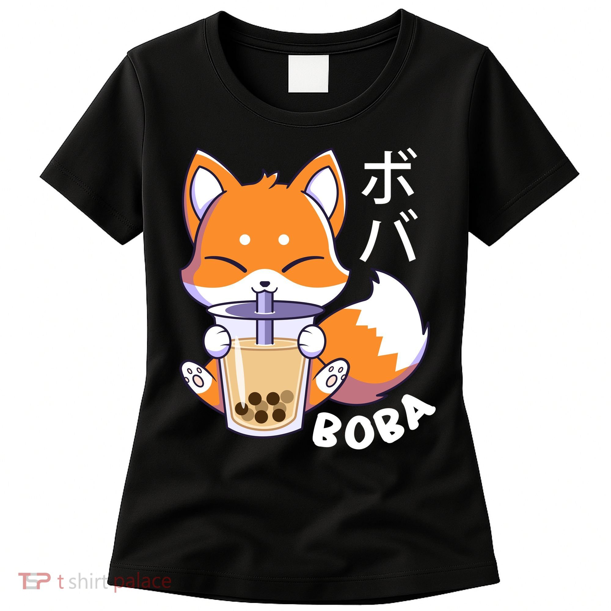Boba Fox Bubble Tea Chibi Foxes Women's T-Shirt