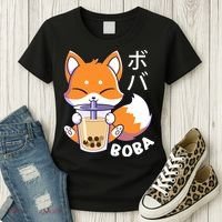 Boba Fox Bubble Tea Chibi Foxes Women's T-Shirt thumb 3