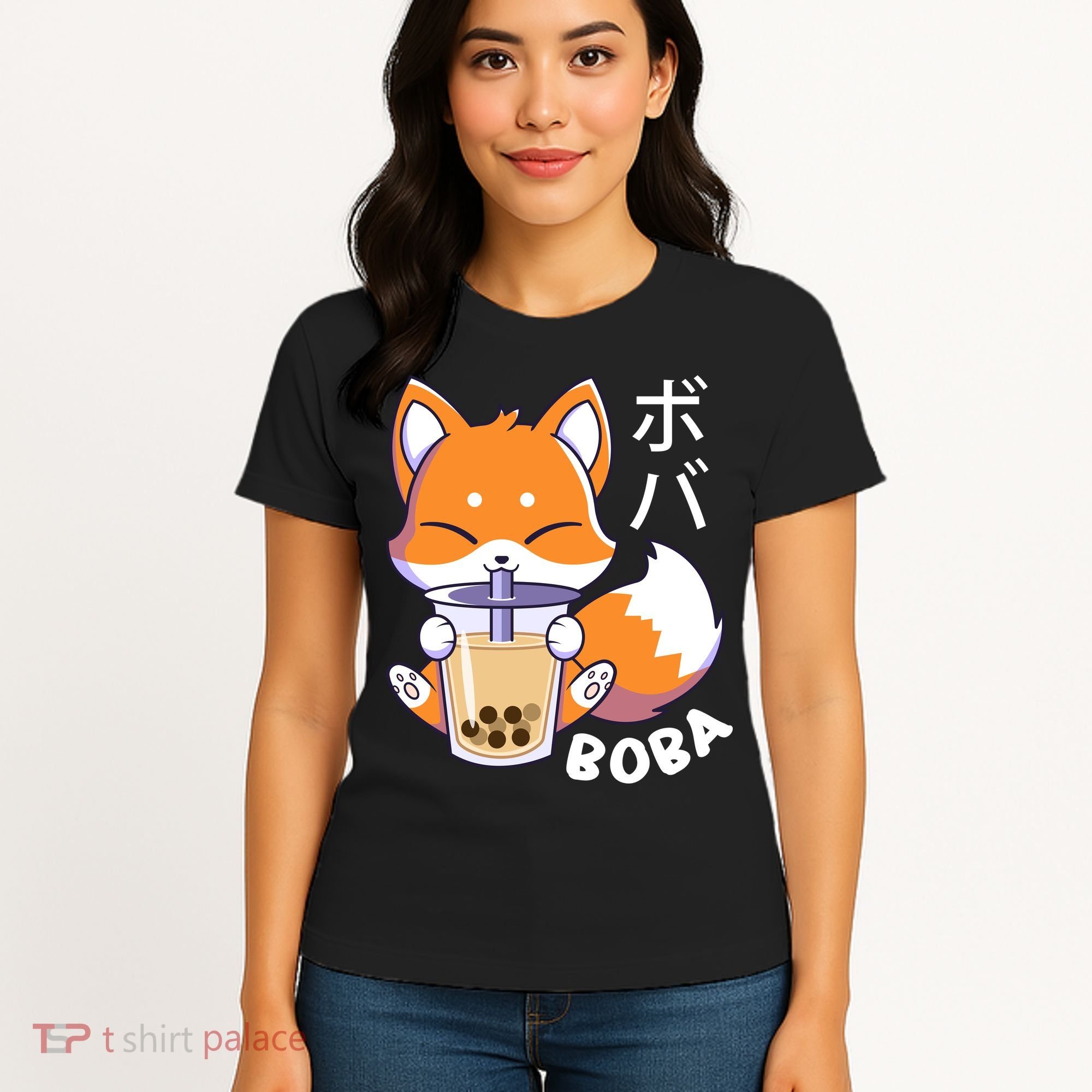 Boba Fox Bubble Tea Chibi Foxes Women's T-Shirt