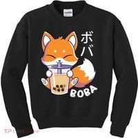 Boba Fox Bubble Tea Chibi Foxes Kids Sweatshirt thumb 0