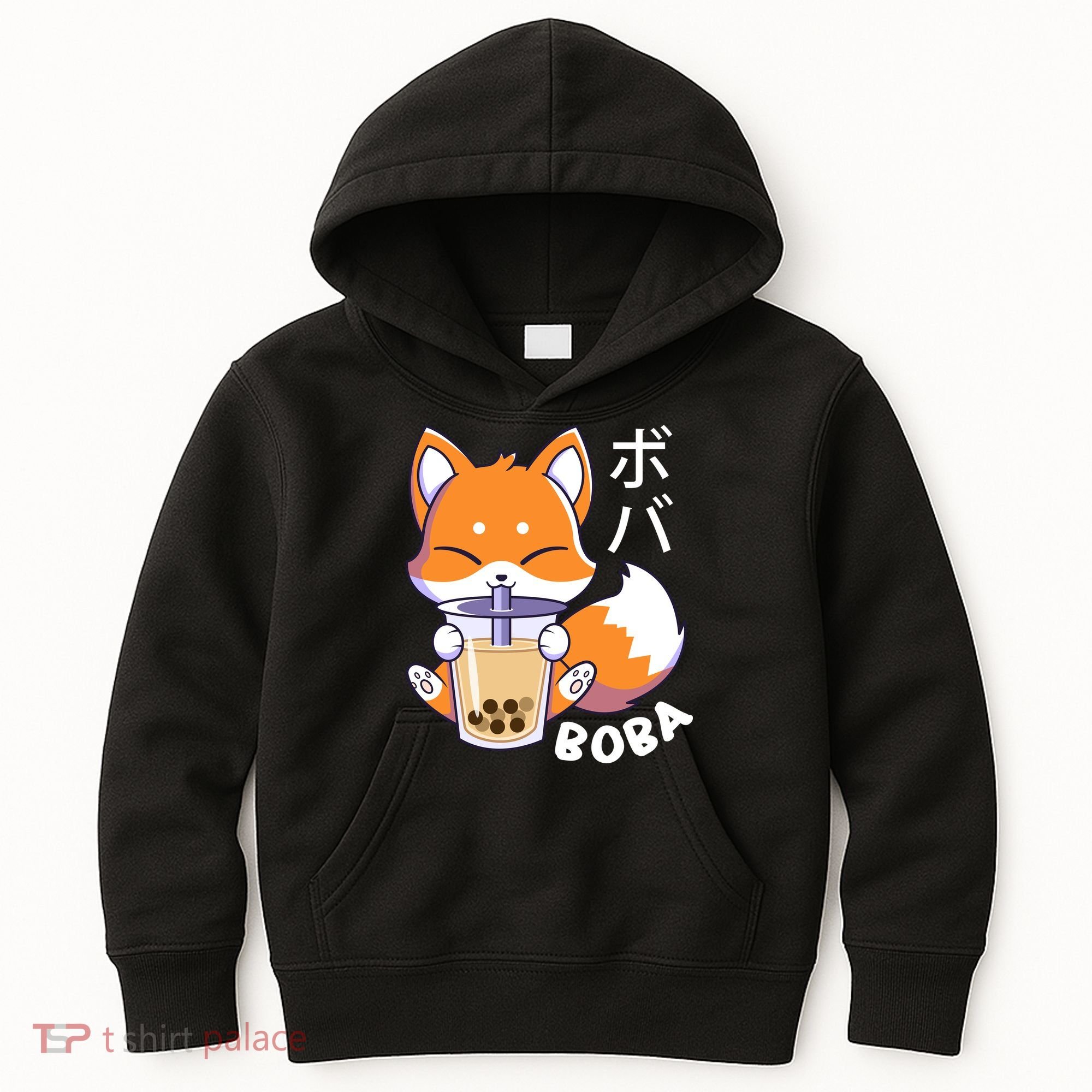 Boba Fox Bubble Tea Chibi Foxes Kids Hoodie