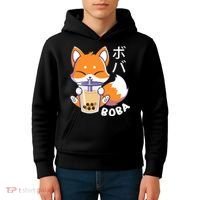 Boba Fox Bubble Tea Chibi Foxes Kids Hoodie thumb 4