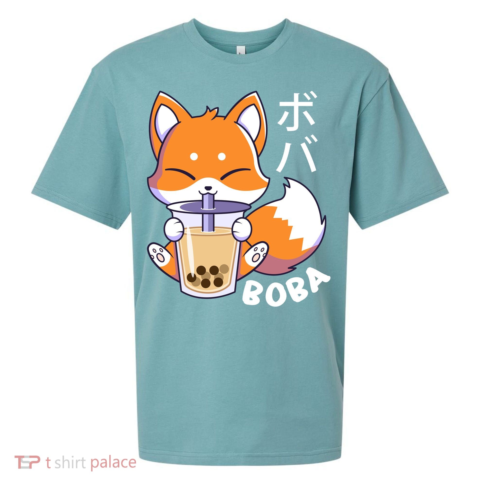 Boba Fox Bubble Tea Chibi Foxes Sueded Cloud Jersey T-Shirt