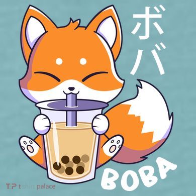 Boba Fox Bubble Tea Chibi Foxes Sueded Cloud Jersey T-Shirt