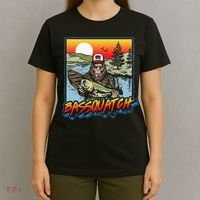Bassquatch! Funny Bass Fishing Sasquatch Retro 80s Fisherman T-Shirt thumb 4