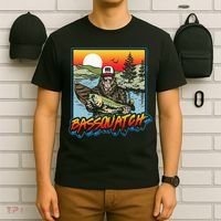 Bassquatch! Funny Bass Fishing Sasquatch Retro 80s Fisherman T-Shirt thumb 6