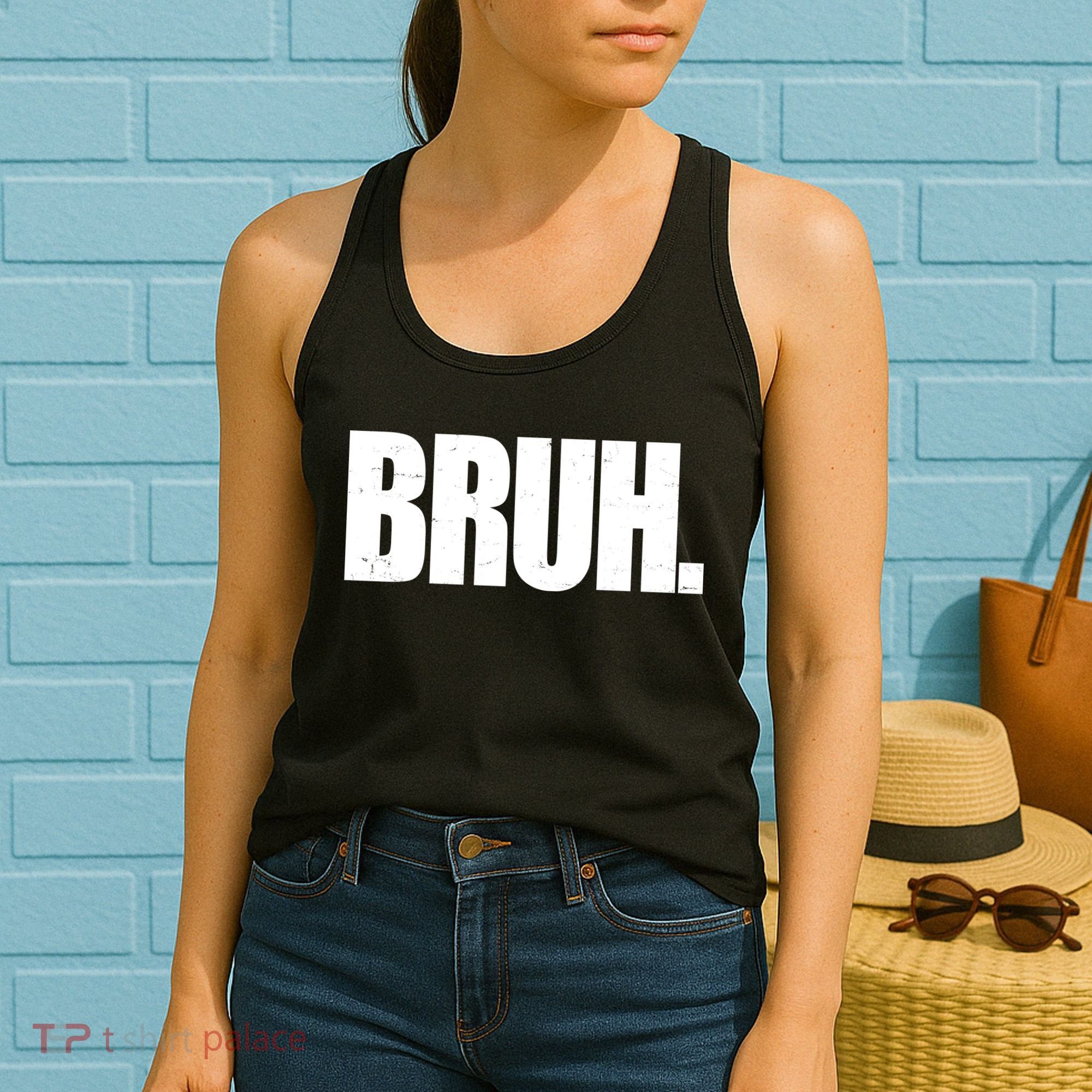 Bruh Funny Bro Saying Surfer Skaters Greeting Women's Tank Top