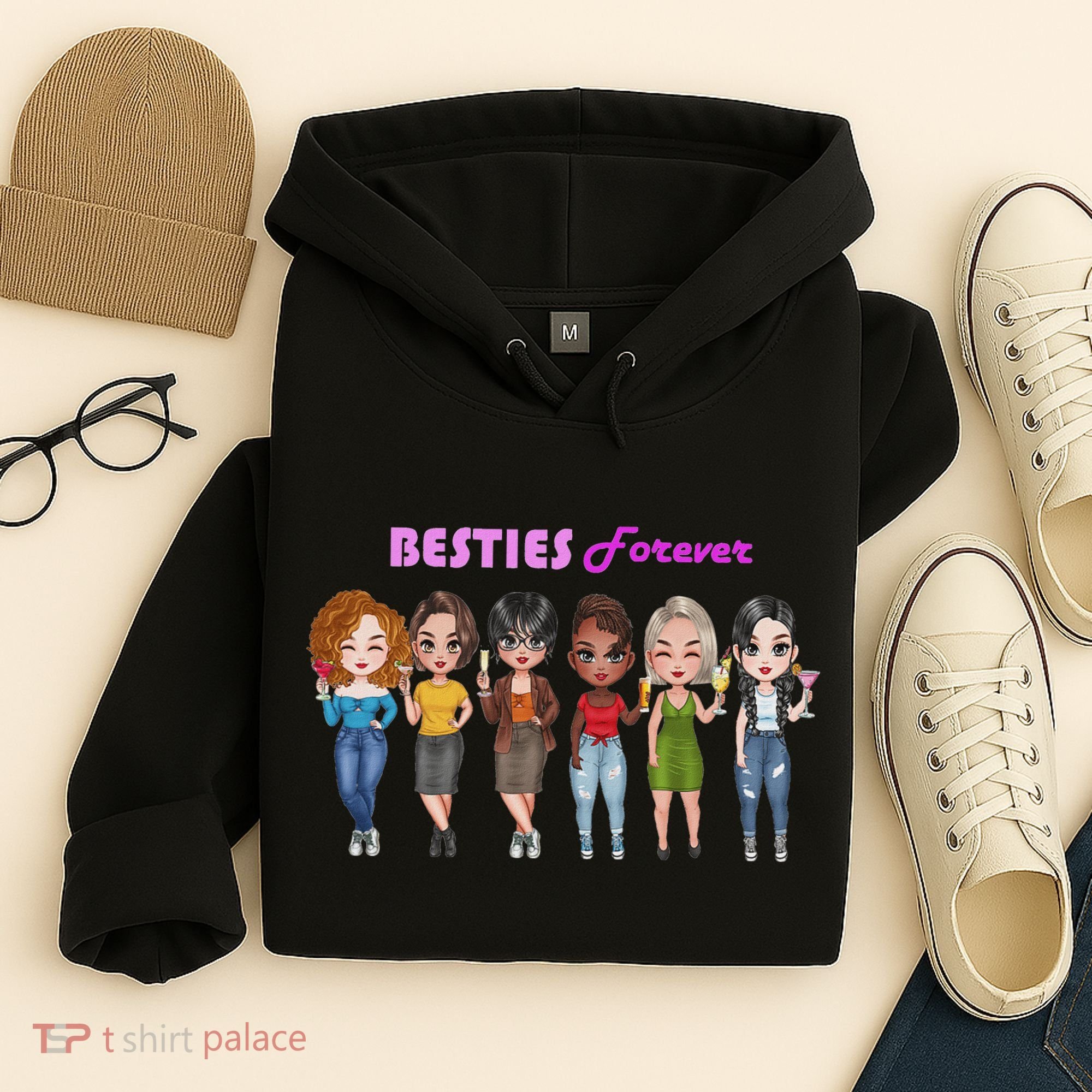 Besties Forever Bff Best Friends Drinking Buddies Hoodie