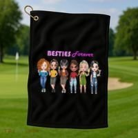 Besties Forever Bff Best Friends Drinking Buddies Golf Towel thumb 1