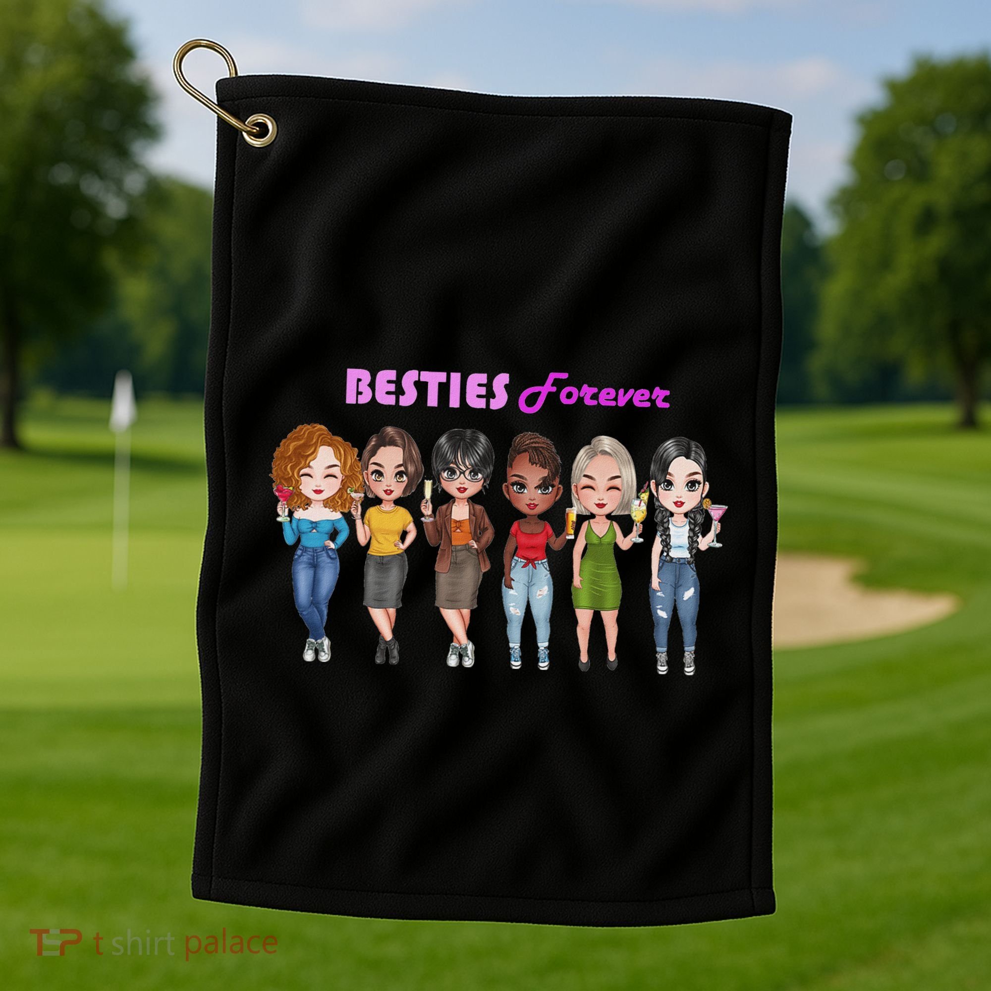 Besties Forever Bff Best Friends Drinking Buddies Golf Towel