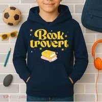 Booktrovert Funny Book Lover Reading Kids Hoodie thumb 2