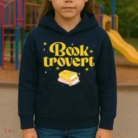 Booktrovert Funny Book Lover Reading Kids Hoodie thumb 3