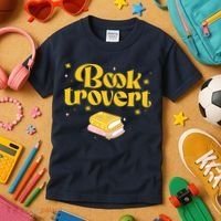 Booktrovert Funny Book Lover Reading Kids T-Shirt thumb 3