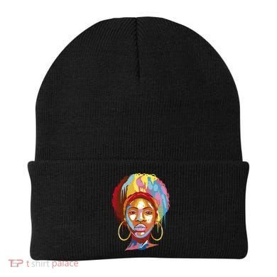 Black Female Color Drip Beanie