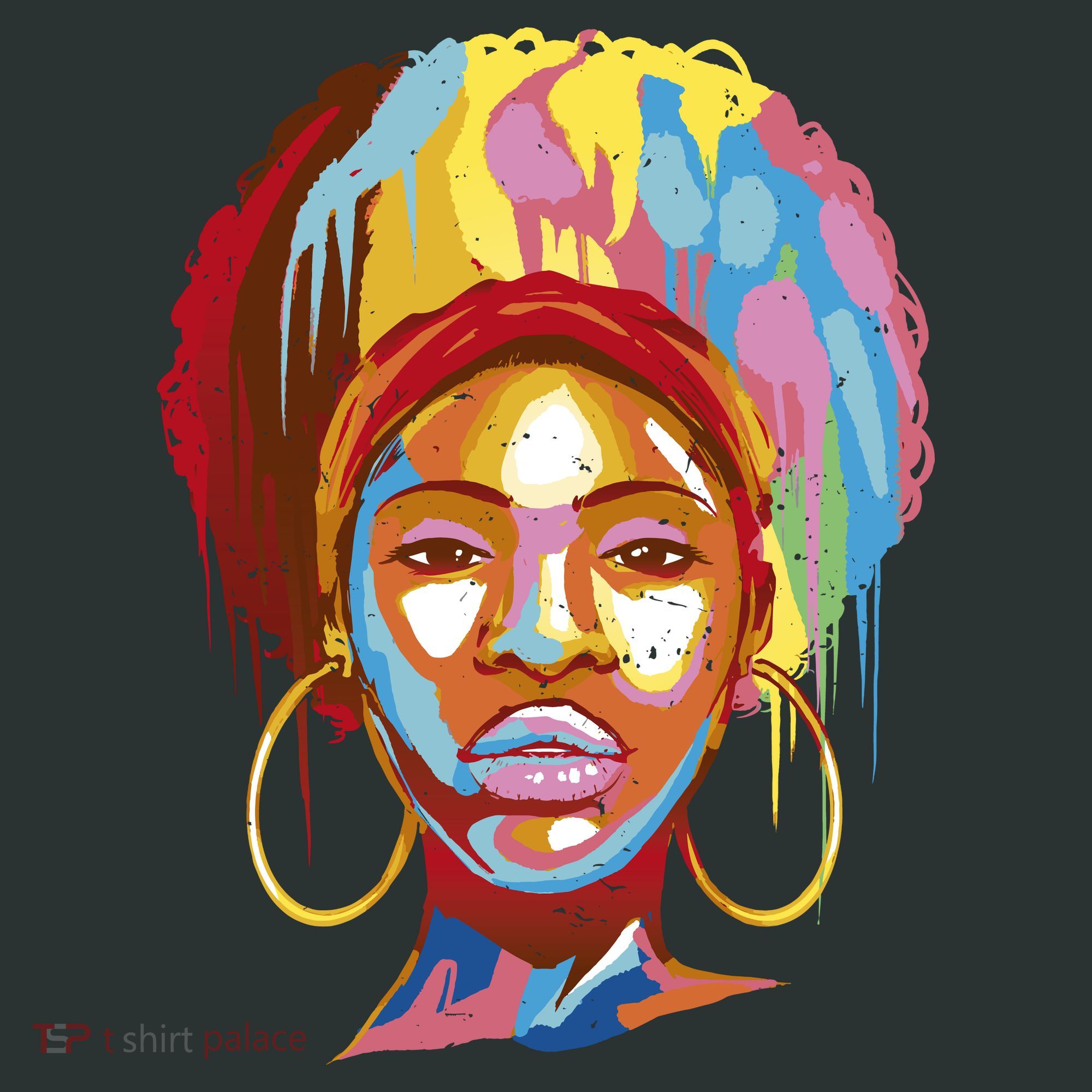Black Female Color Drip T-Shirt
